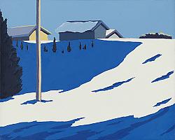 Wolfram Scheffel, Scheunen im Schnee, 40 x 50 cm